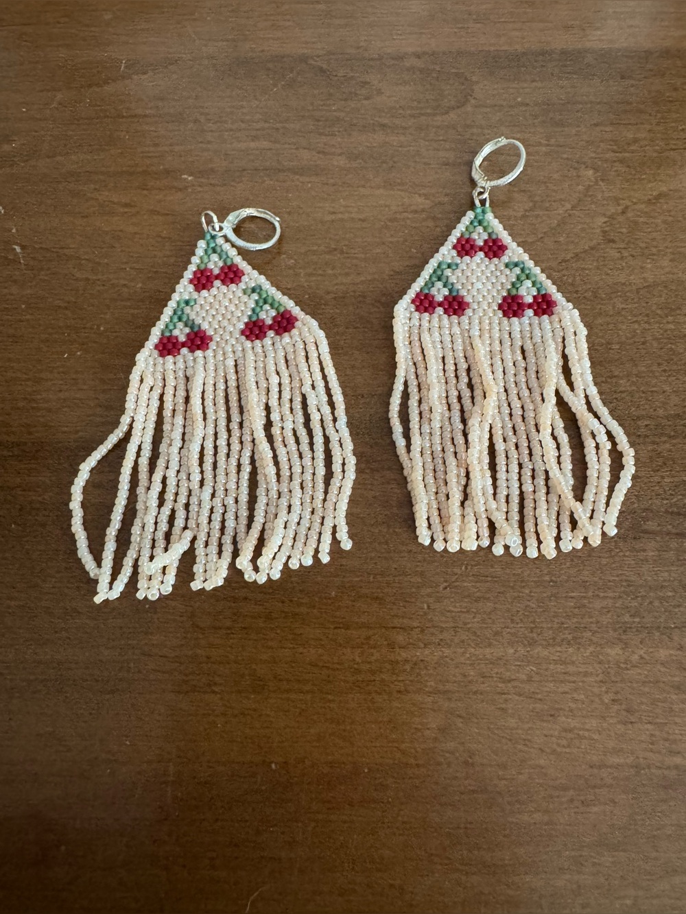Handcrafted Beaded Cherry Fringe Earrings